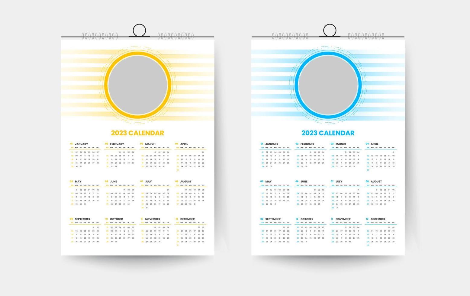 2023 één pagina wandkalender ontwerpsjabloon vector