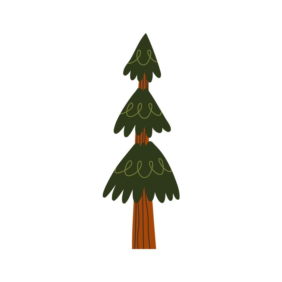 kerstboom met de hand beschilderd. platte moderne vectorillustratie voor ontwerp. vector