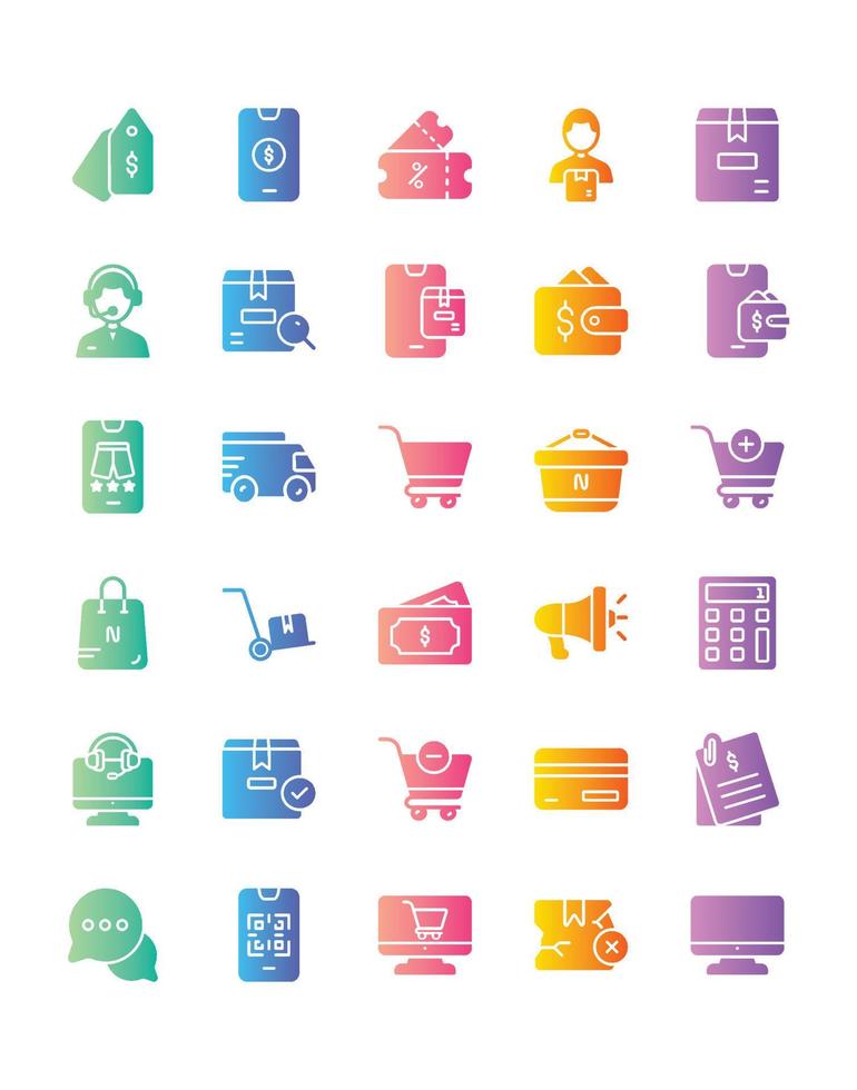 e-commerce icon set 30 geïsoleerd op een witte achtergrond vector