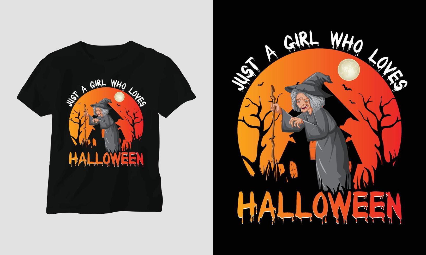 gewoon een meisje dat dol is op halloween-t-shirt Vectorbeelden vector