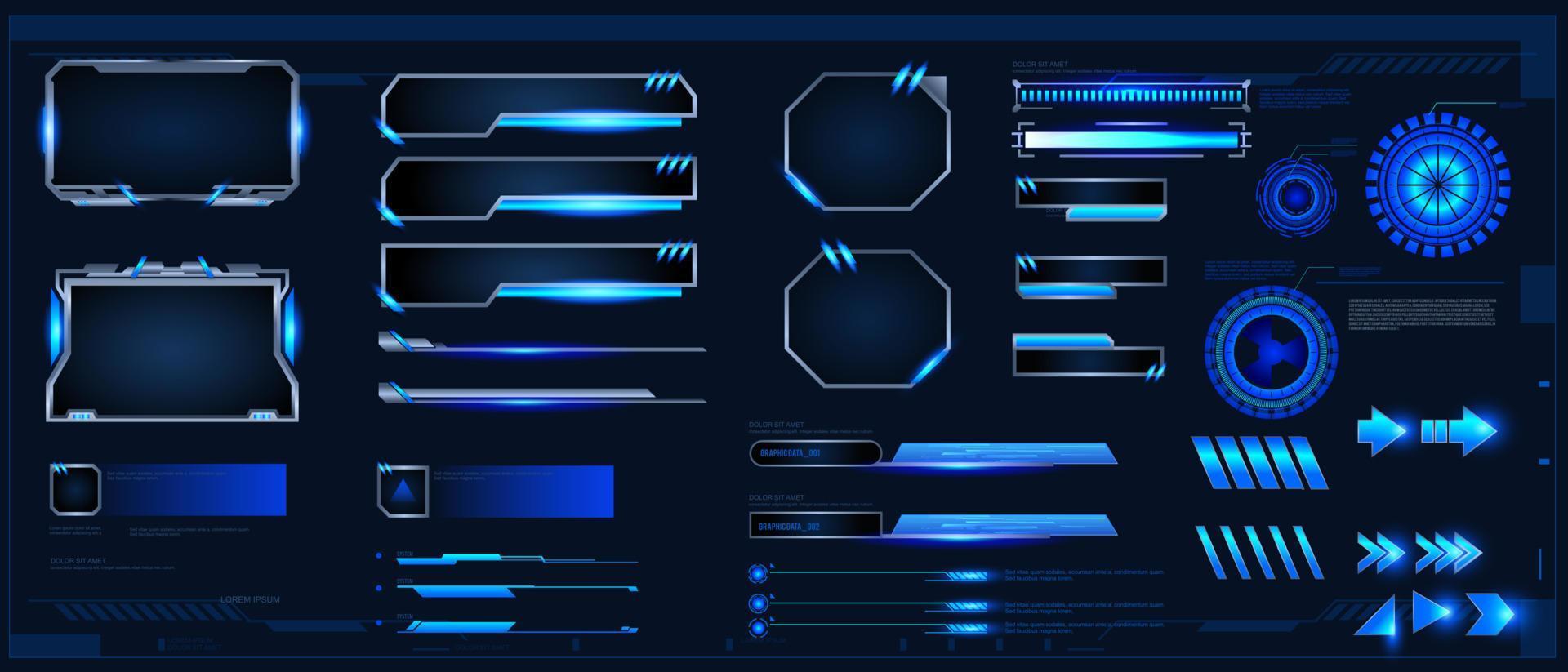 futuristische technologie hud elementen statistieken en gegevens informatie infografisch. gui elementen voor vr ui ontwerp bezienswaardigheden vector