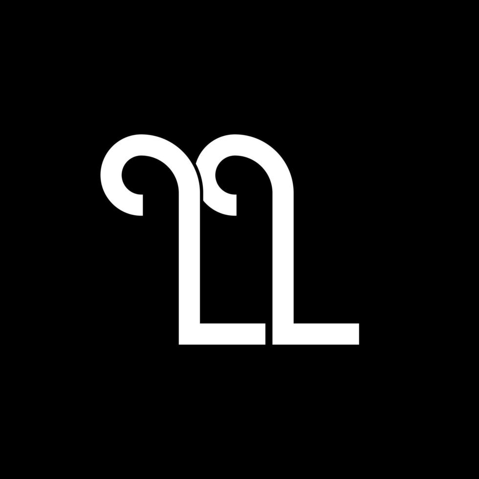 ll brief logo ontwerp. beginletters ll logo icoon. abstracte letter ll minimale logo ontwerpsjabloon. ll brief ontwerp vector met zwarte kleuren. ll logo