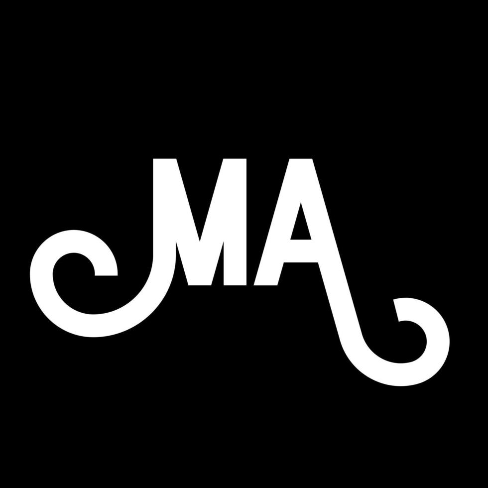 ma brief logo ontwerp. beginletters ma logo icoon. abstracte letter ma minimale logo ontwerpsjabloon. ma brief ontwerp vector met zwarte kleuren. ma logo