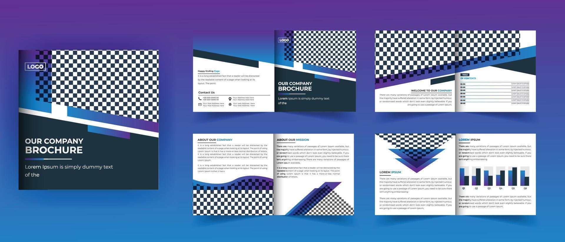 8 Pagina's plein tweevoudig brochure ontwerp vector