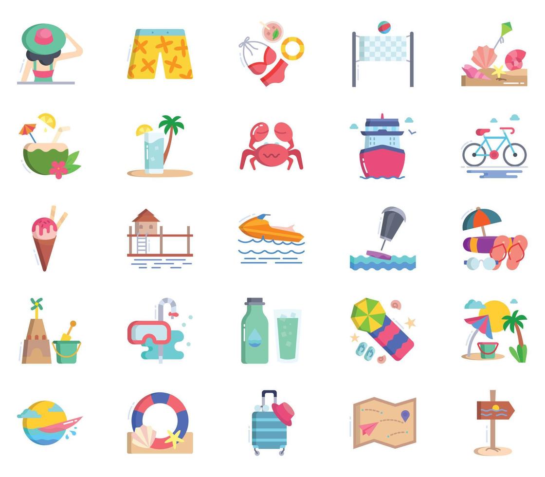 vakantie en reis, zomer vakantie reis icoon reeks vector