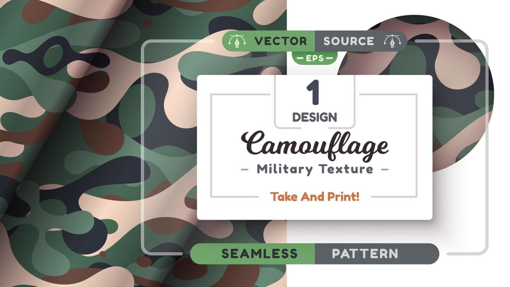 camouflage naadloos patroon, leger textuur, oorlog kleding stof vector