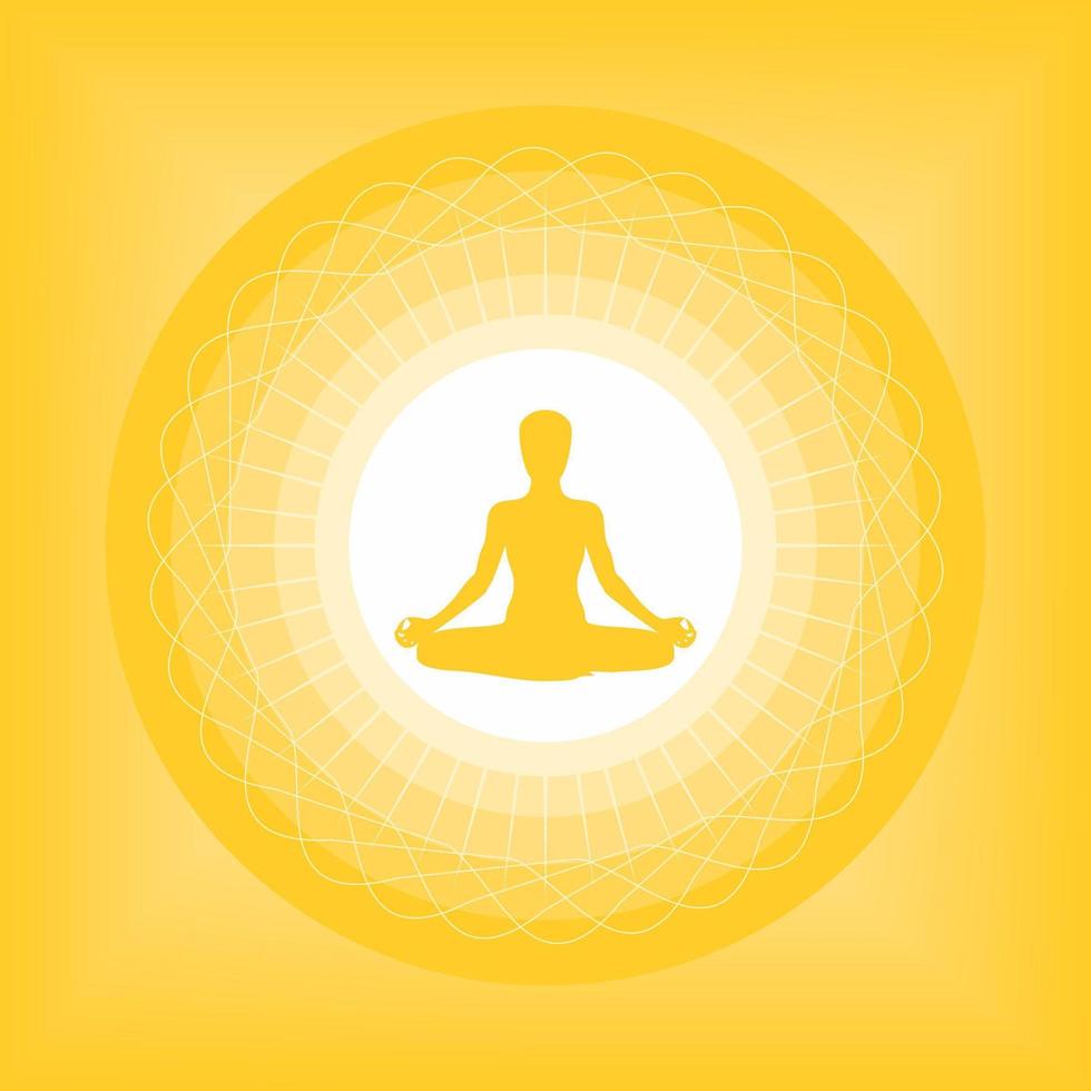 poster met yoga pose silhouet in mandala ontwerp vector