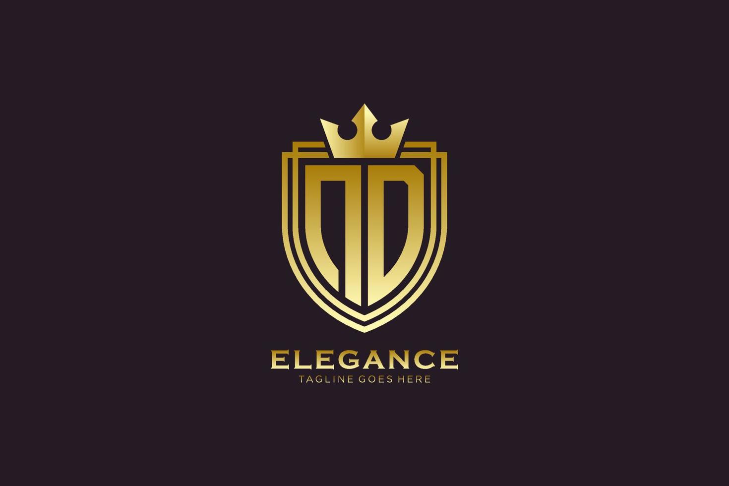 eerste nd elegant luxe monogram logo of insigne sjabloon met scrollt en Koninklijk kroon - perfect voor luxueus branding projecten vector
