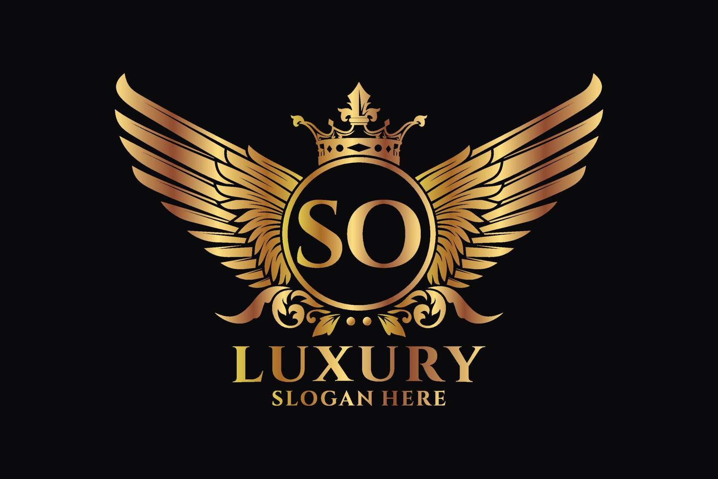 luxe Koninklijk vleugel brief zo kam goud kleur logo vector, zege logo, kam logo, vleugel logo, vector logo sjabloon.