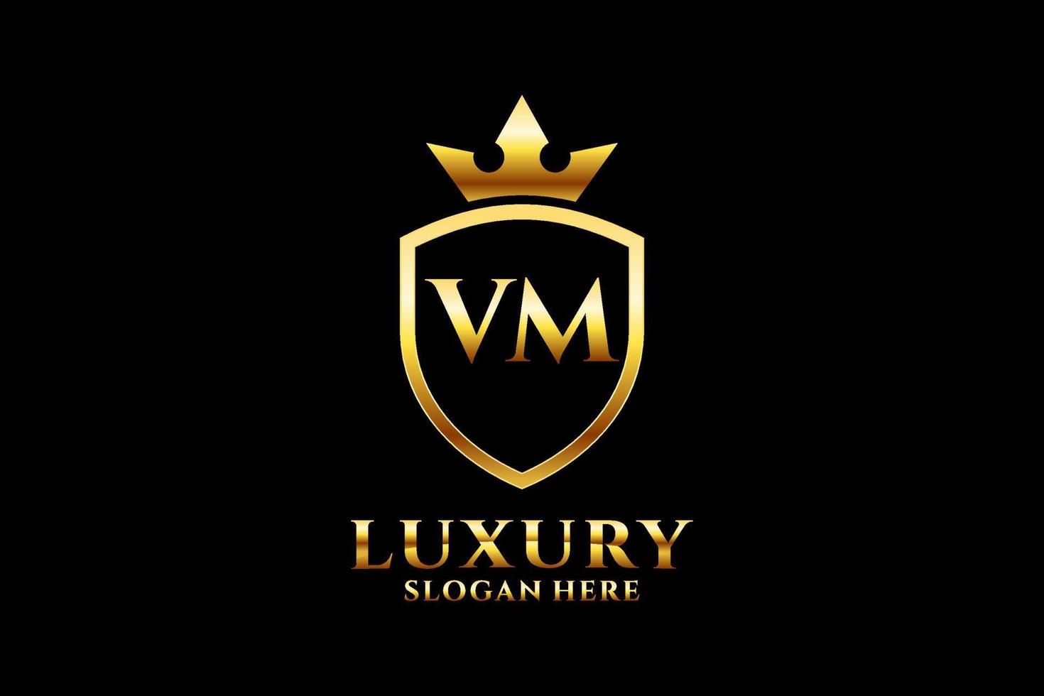 eerste vm elegant luxe monogram logo of insigne sjabloon met scrollt en Koninklijk kroon - perfect voor luxueus branding projecten vector