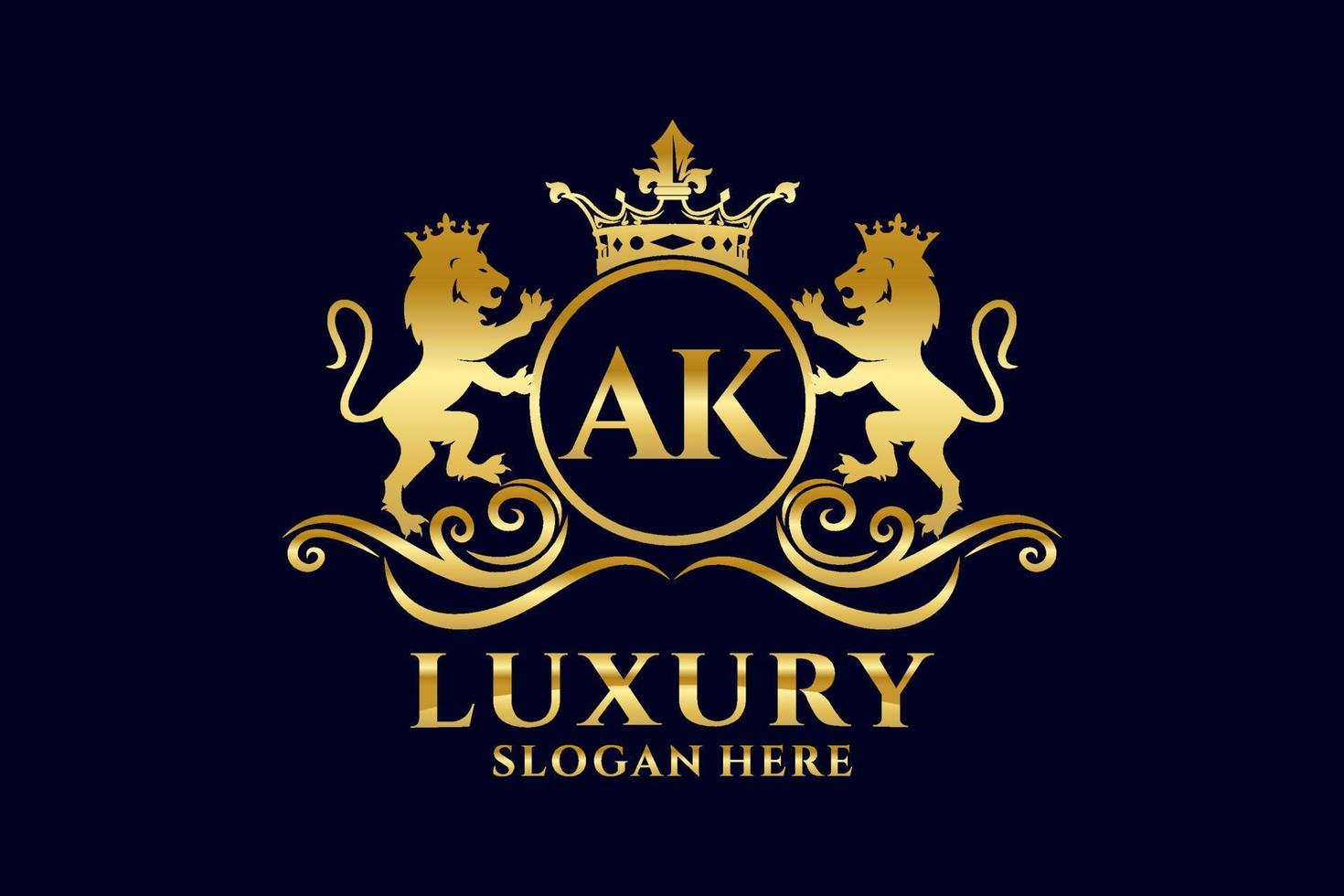 eerste ak brief leeuw Koninklijk luxe logo sjabloon in vector kunst voor luxueus branding projecten en andere vector illustratie.