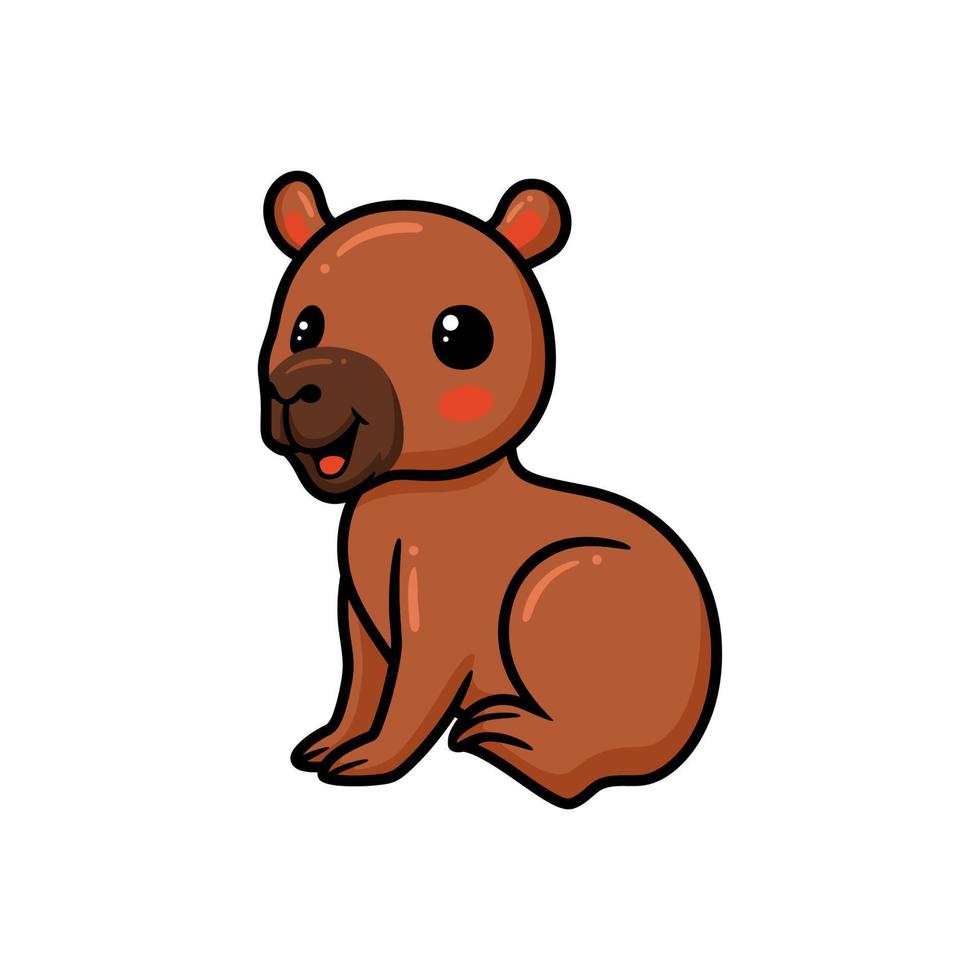 schattig weinig capibara tekenfilm zittend vector