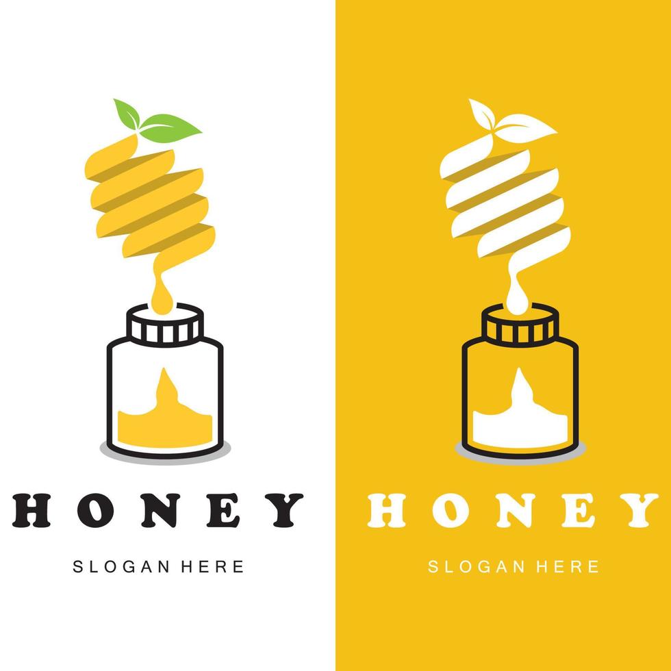 reeks van creatief honing logo met leuze sjabloon vector