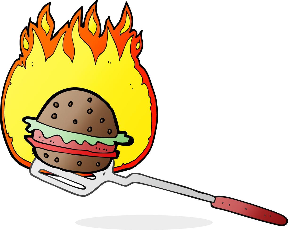 uit de vrije hand getrokken tekenfilm Koken hamburger vector