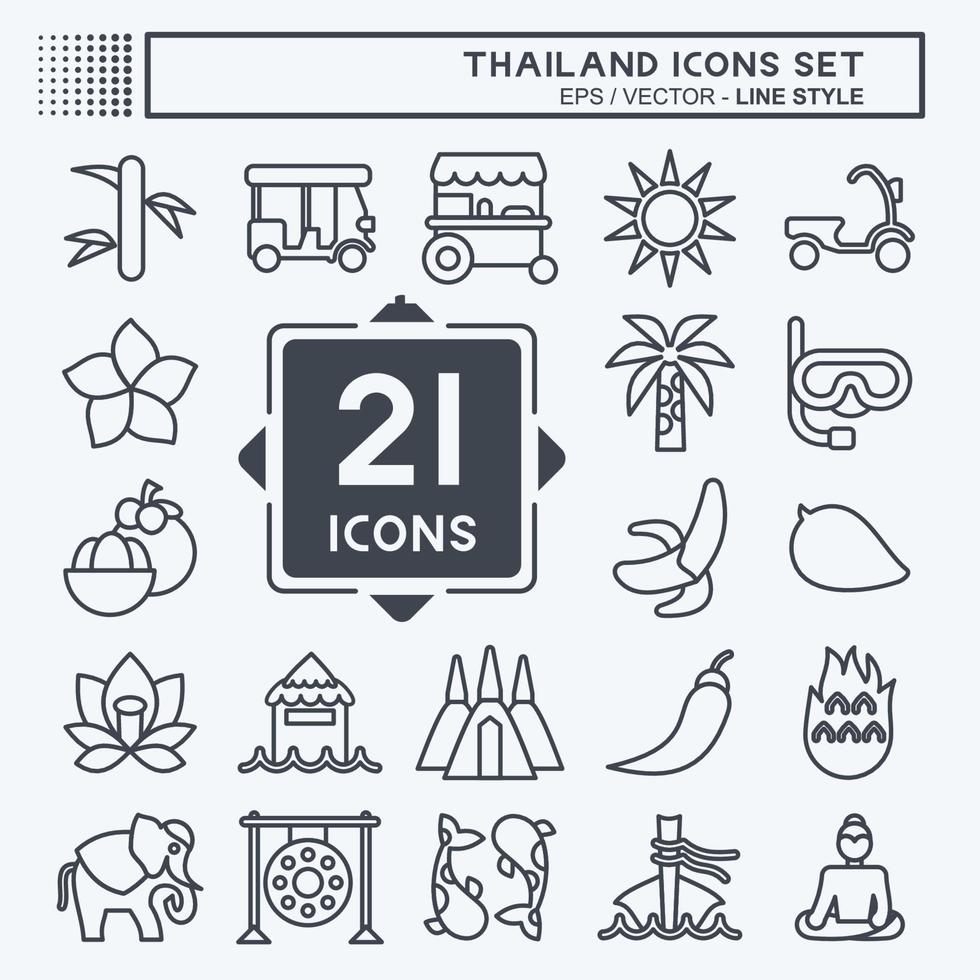 icoon reeks Thailand. verwant naar Thailand symbool. lijn stijl. gemakkelijk ontwerp bewerkbaar. gemakkelijk illustratie. gemakkelijk vector pictogrammen. wereld reizen toerisme. Thais