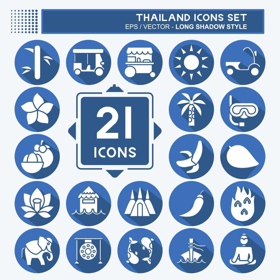 icoon reeks Thailand. verwant naar Thailand symbool. lang schaduw stijl. gemakkelijk ontwerp bewerkbaar. gemakkelijk illustratie. gemakkelijk vector pictogrammen. wereld reizen toerisme. Thais