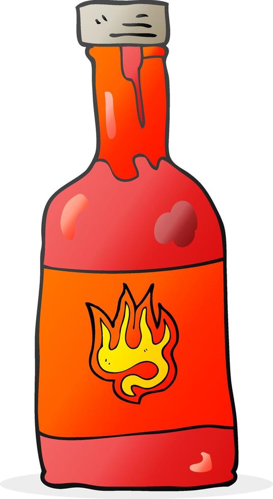 uit de vrije hand getrokken tekenfilm Chili saus fles vector
