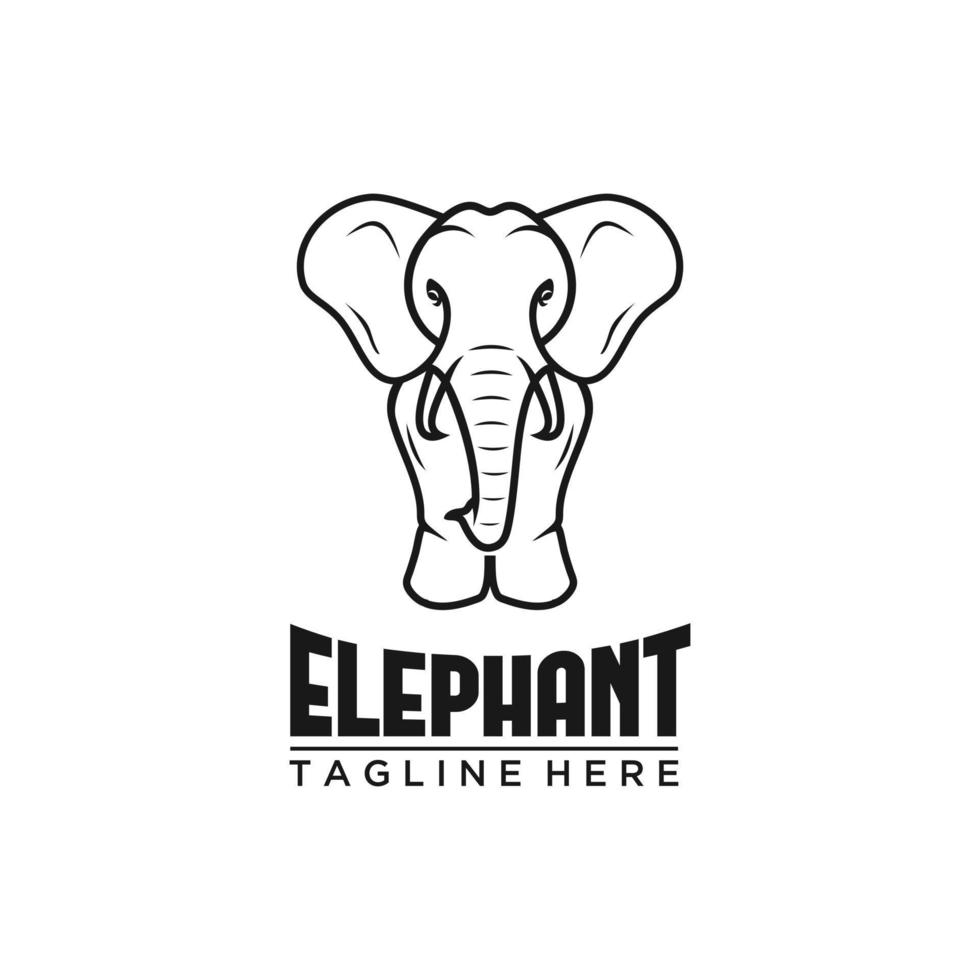 gemakkelijk en minimalistische olifant logo illustratie. zwart lijn stijl olifant logo. vector
