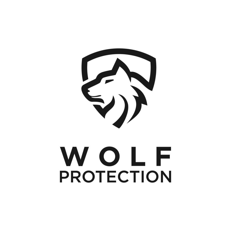wolf hoofd en schild logo combinatie vector