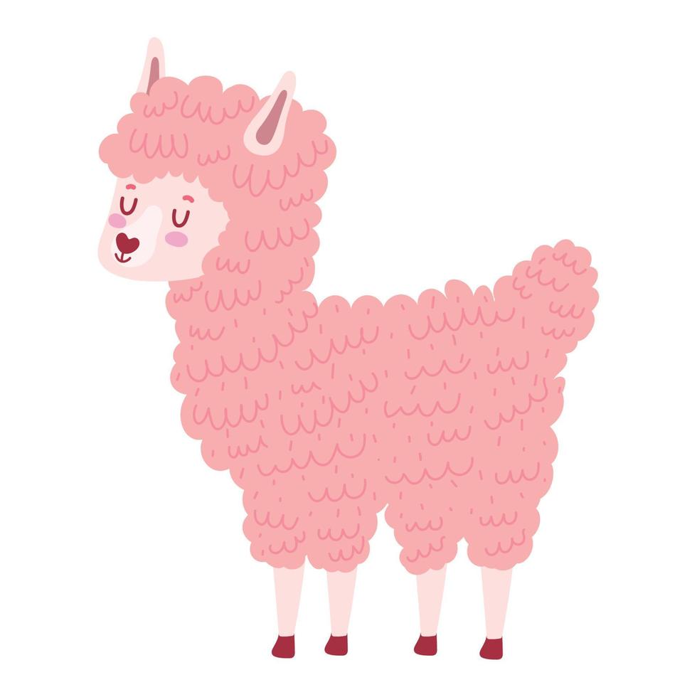 schattig roze lama vector