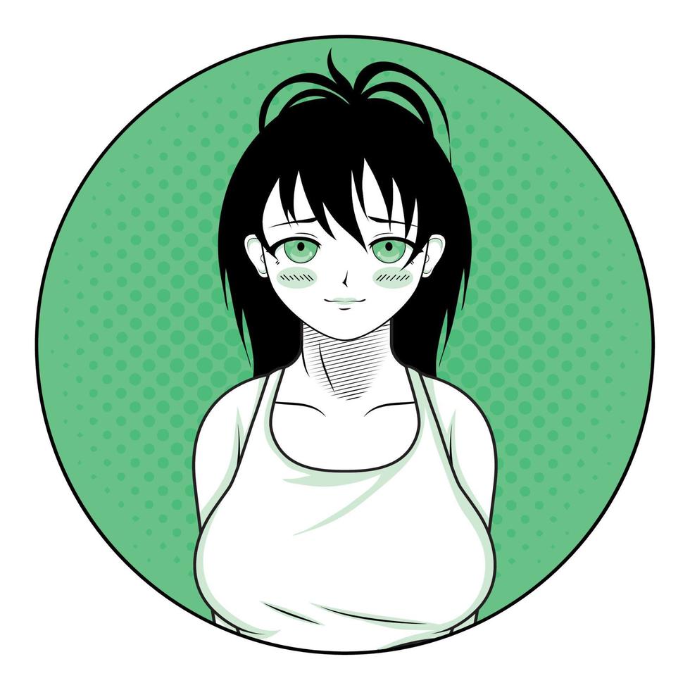 anime meisje in groen achtergrond vector