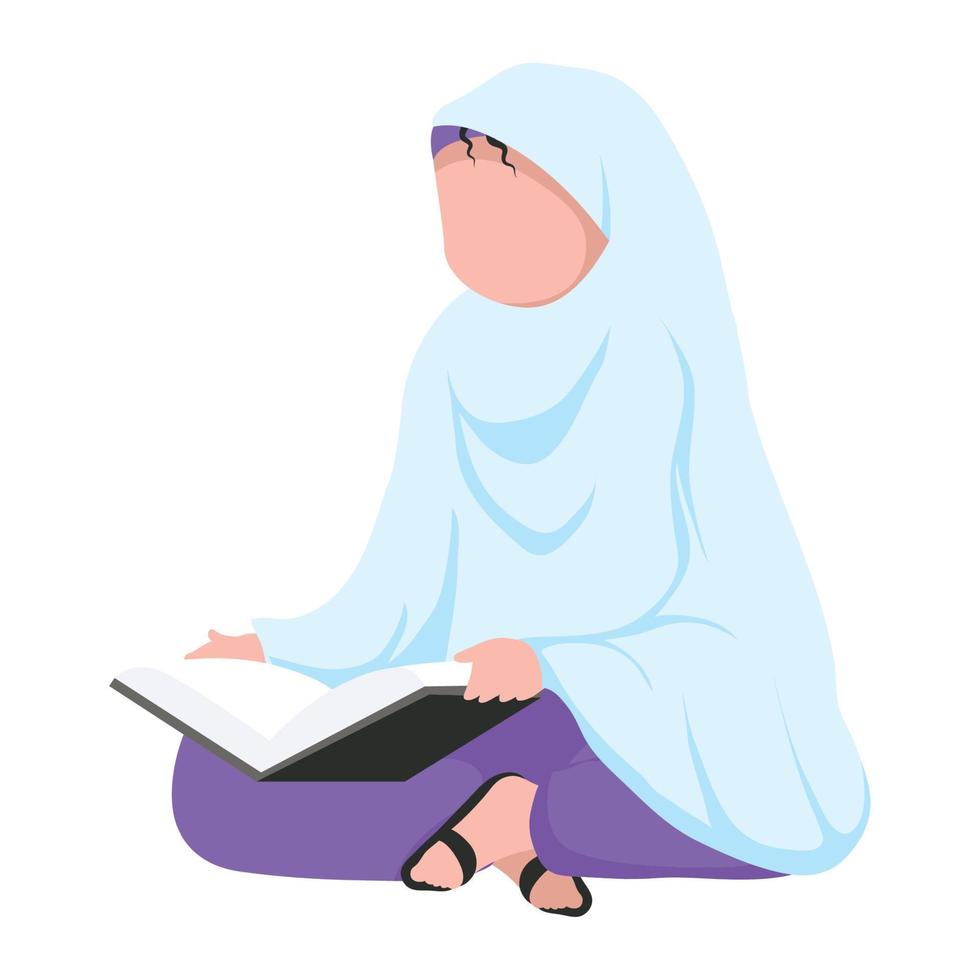 moslim meisje lezing Koran vector