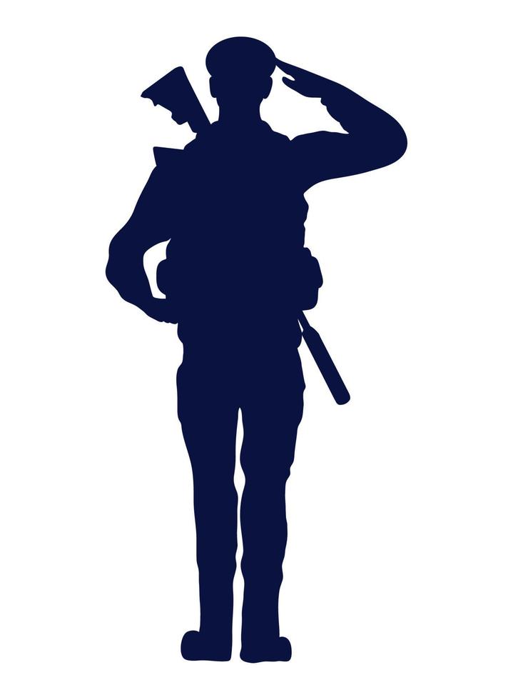 soldaat leger saludaterend silhouet vector