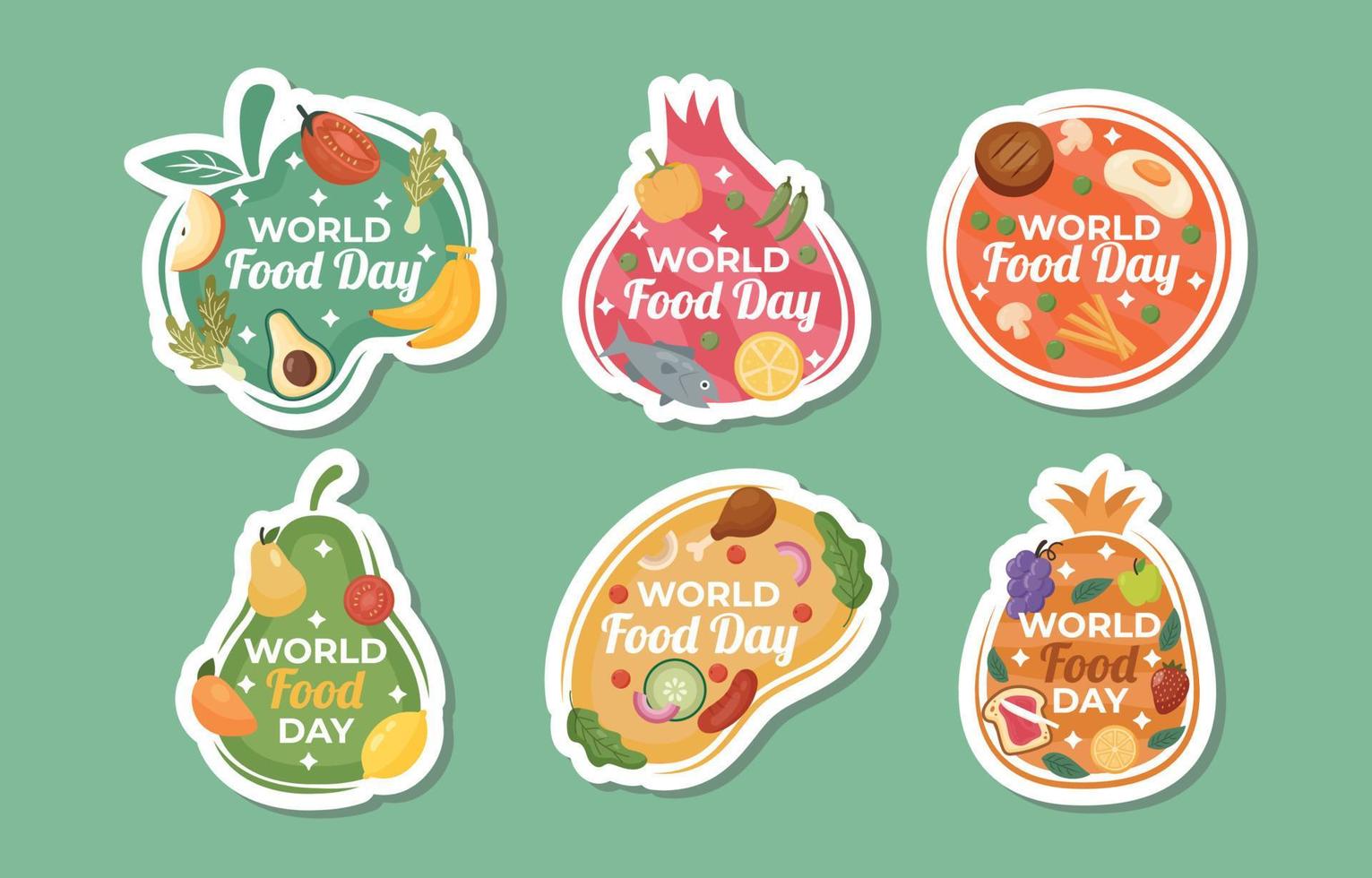 wereld voedsel dag sticker verzameling vector