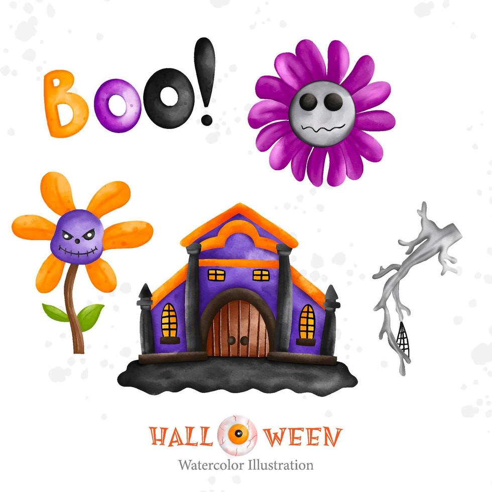 halloween waterverf samenstelling schilderij illustratie vector. heks, tovenarij, magie verschrikking concept vector