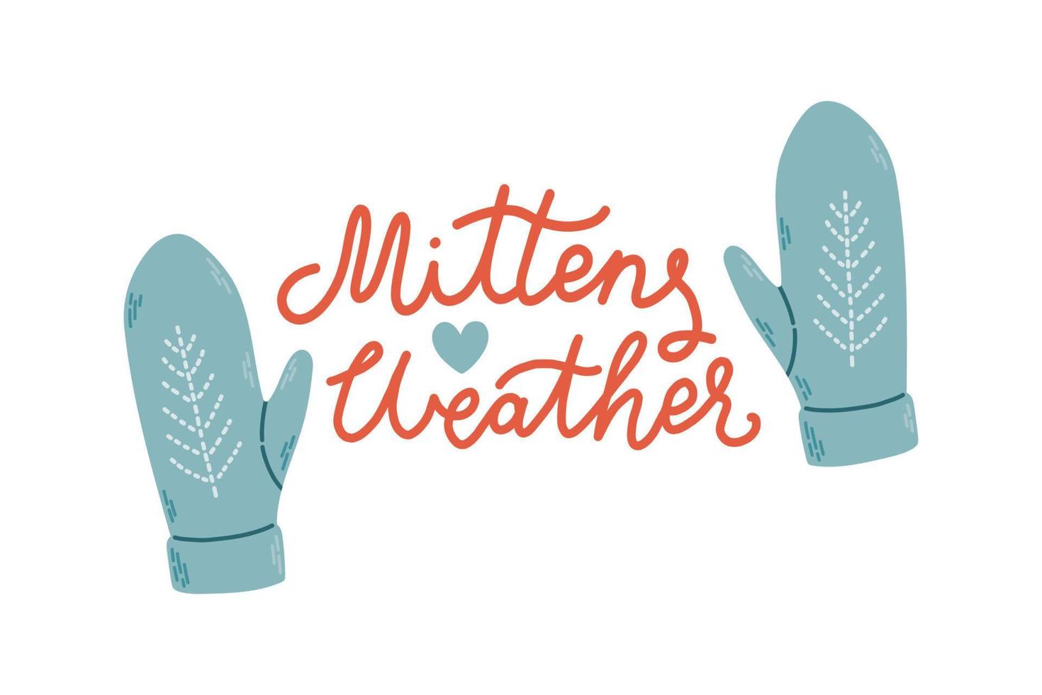 winter wollen wanten belettering vlak ontwerp vector illustratie