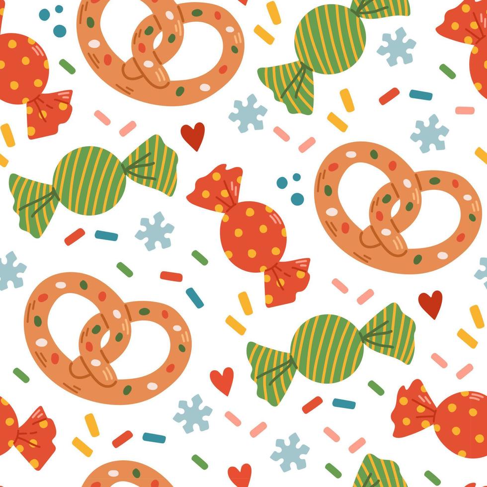 Kerstmis snoepgoed naadloos patroon gemakkelijk vlak ontwerp vector illustratie