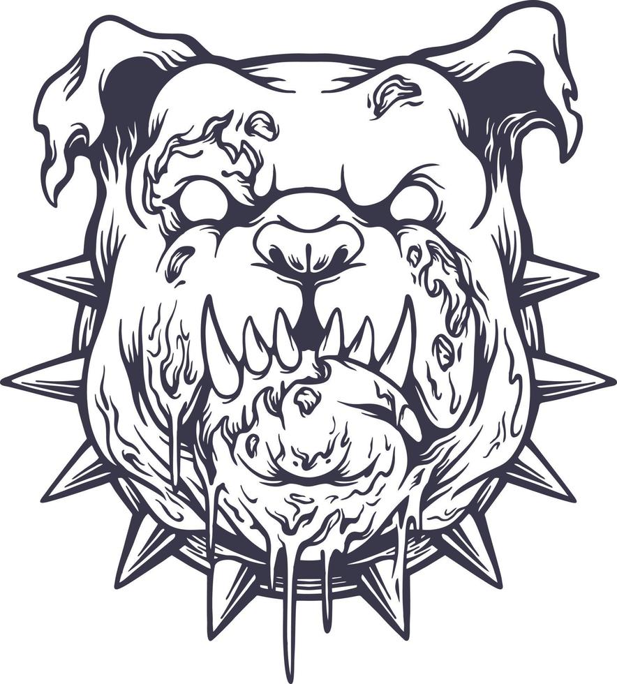 boos wijnoogst bulldog hoofd silhouet illustratie vector