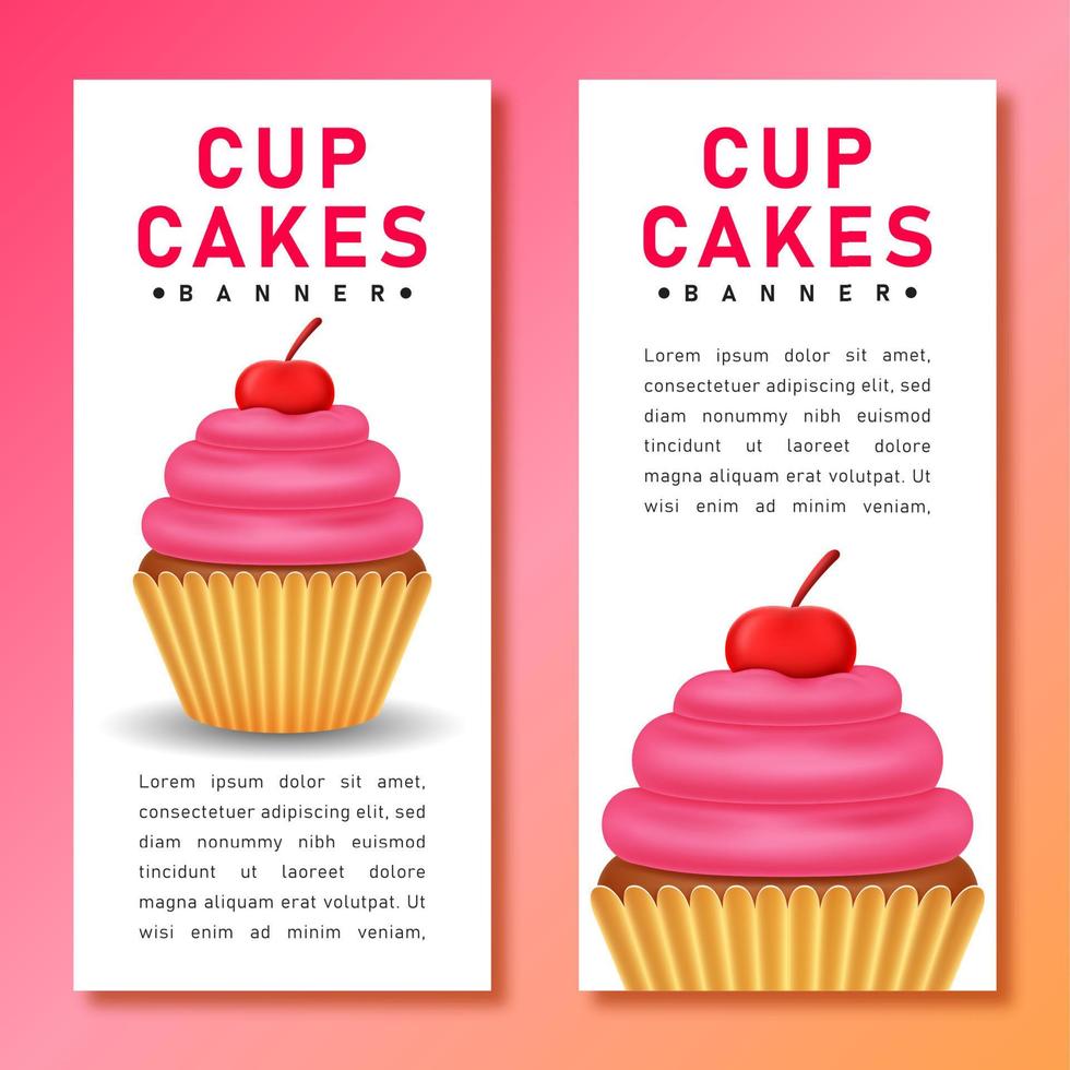 cupcakes banier met kleurrijk achtergrond vector