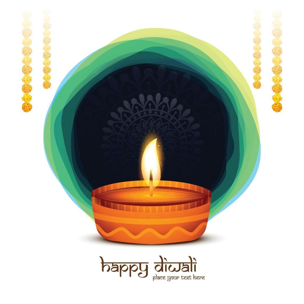 glinsterende religieus diwali festival mooi lamp achtergrond vector