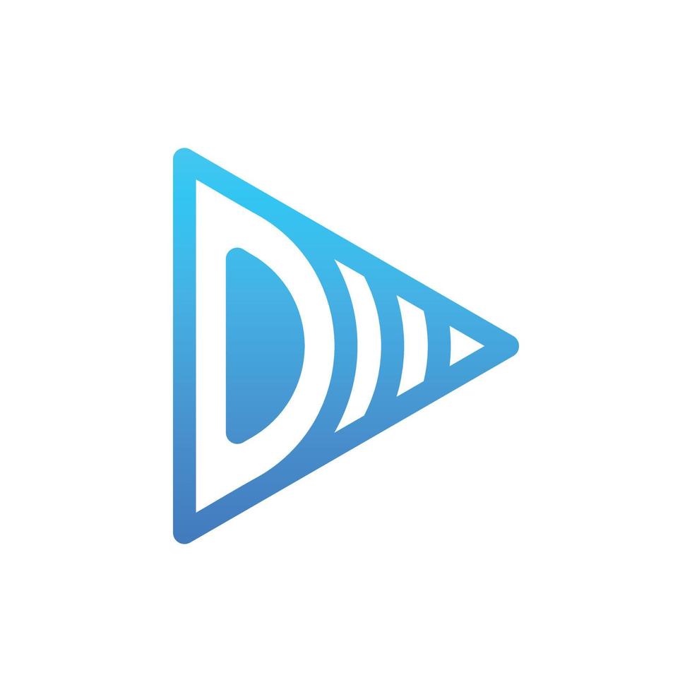 letter d media play technologie logo vector