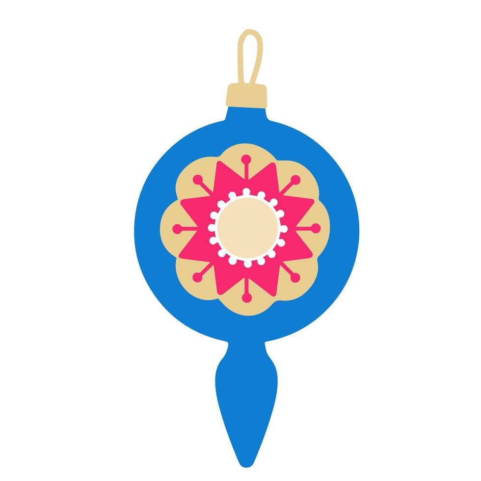 Kerstmis speelgoed- voor de Kerstmis boom, blauw bal met een patroon. traditioneel symbool van de vakantie vector