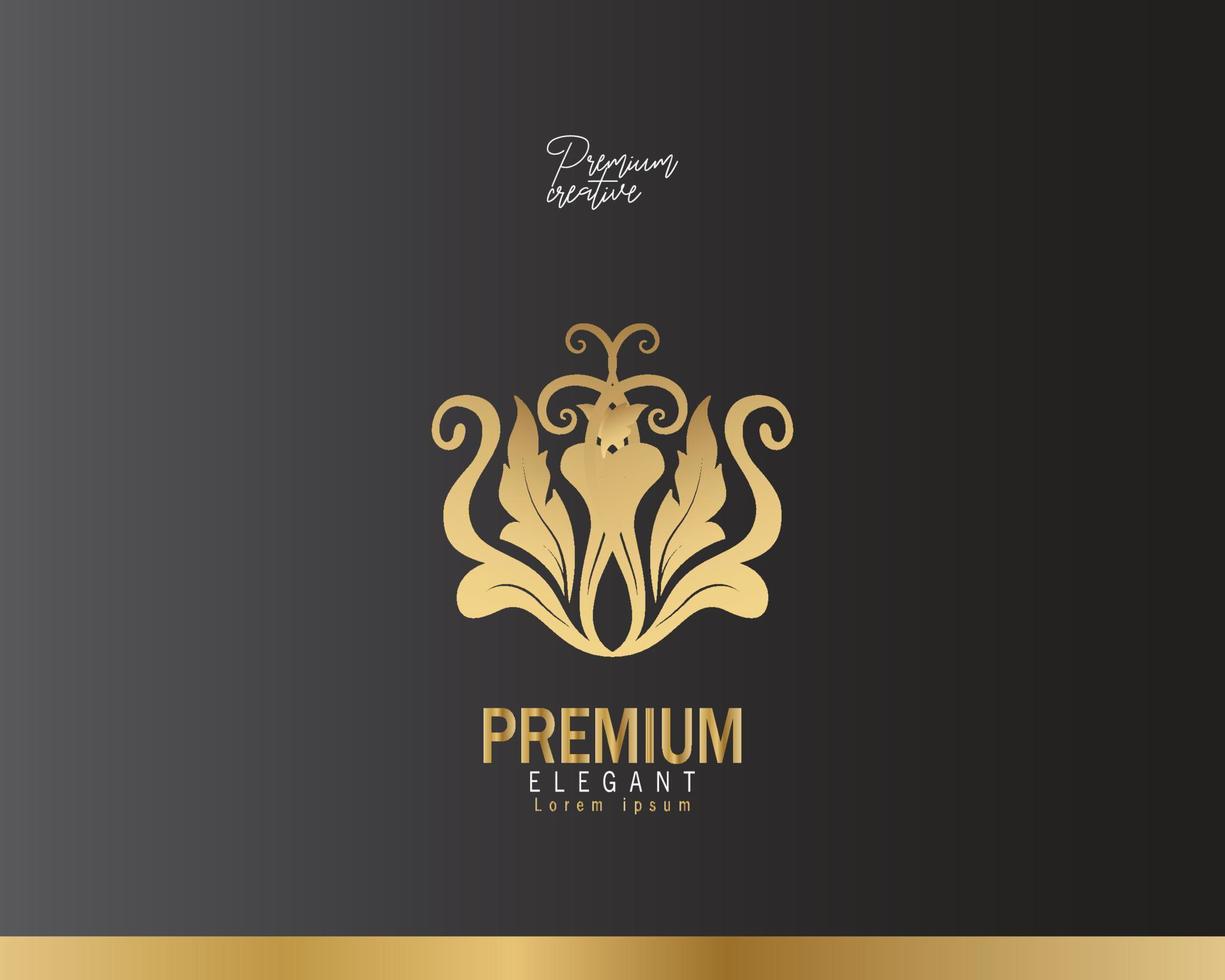 gouden embleem met bloem logo vector