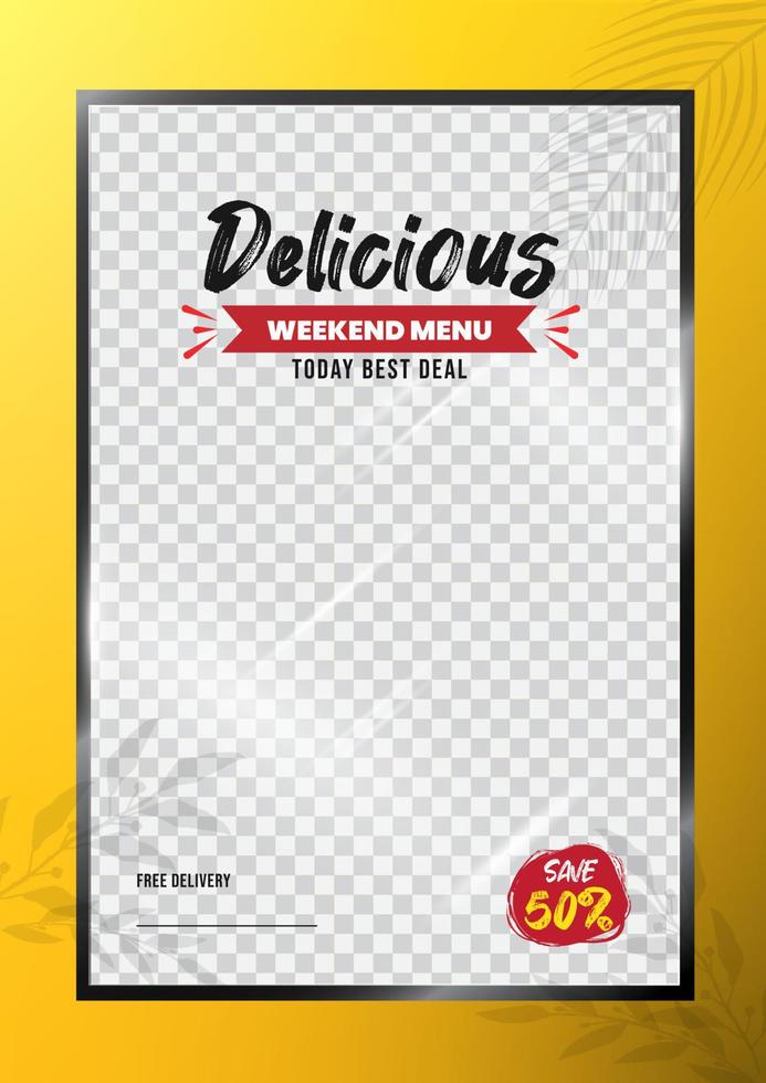 heerlijk voedsel menu poster a4 sjabloon vector