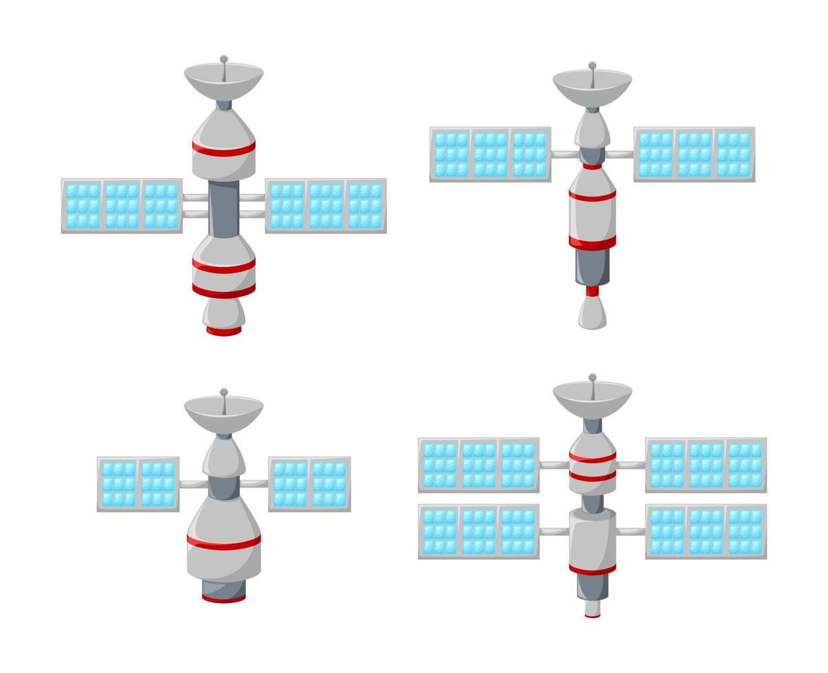 tekenfilm reeks van satelliet pictogrammen vector