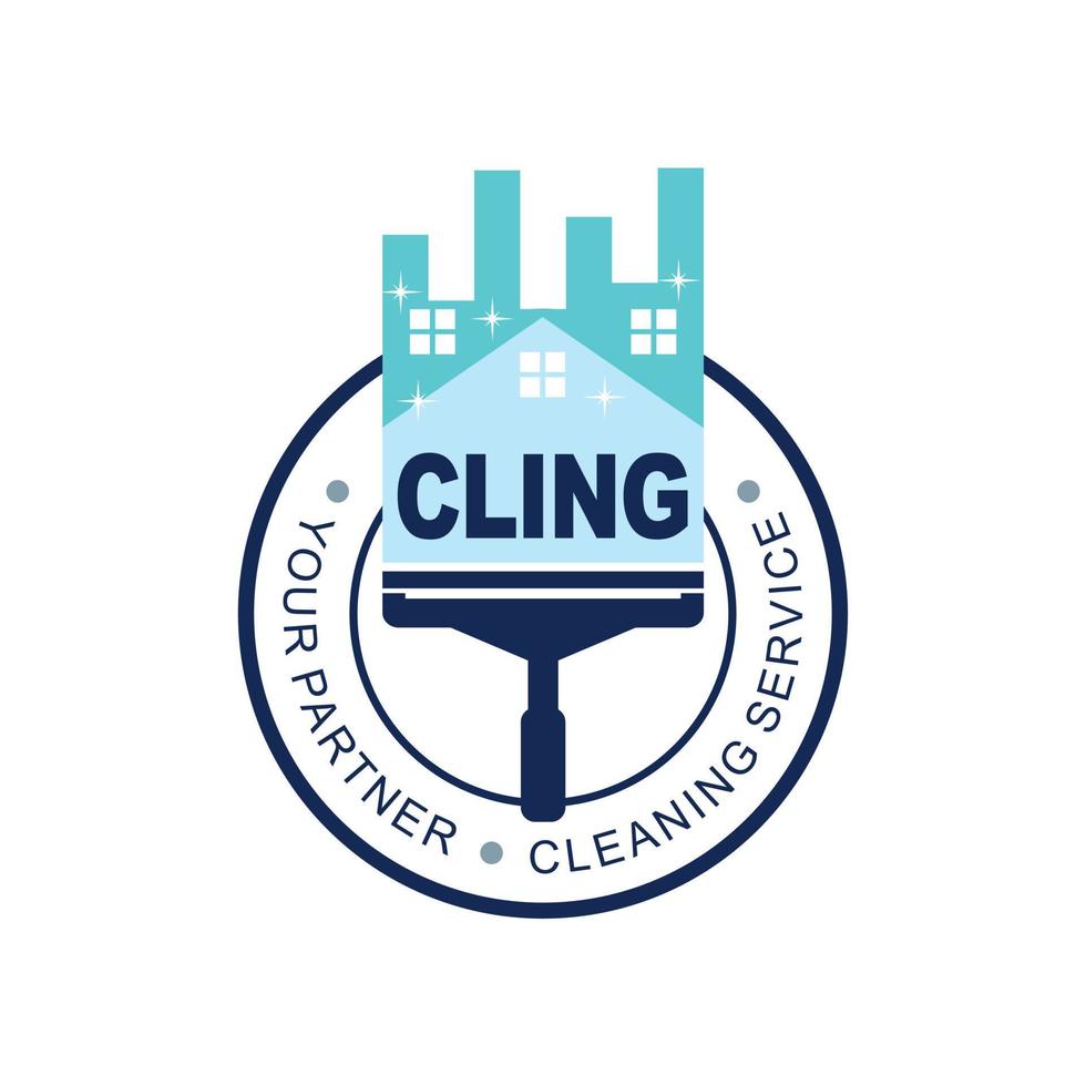 schoonmaak onderhoud logo met wisser en gebouw illustratie vector