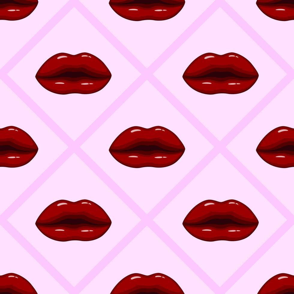 naadloos patroon rood lippen vector