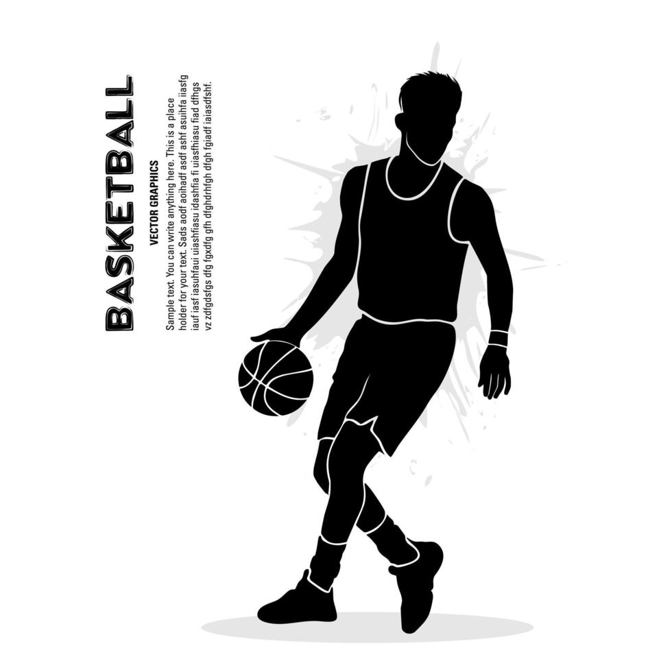 mannetje basketbal speler Holding bal vector silhouet
