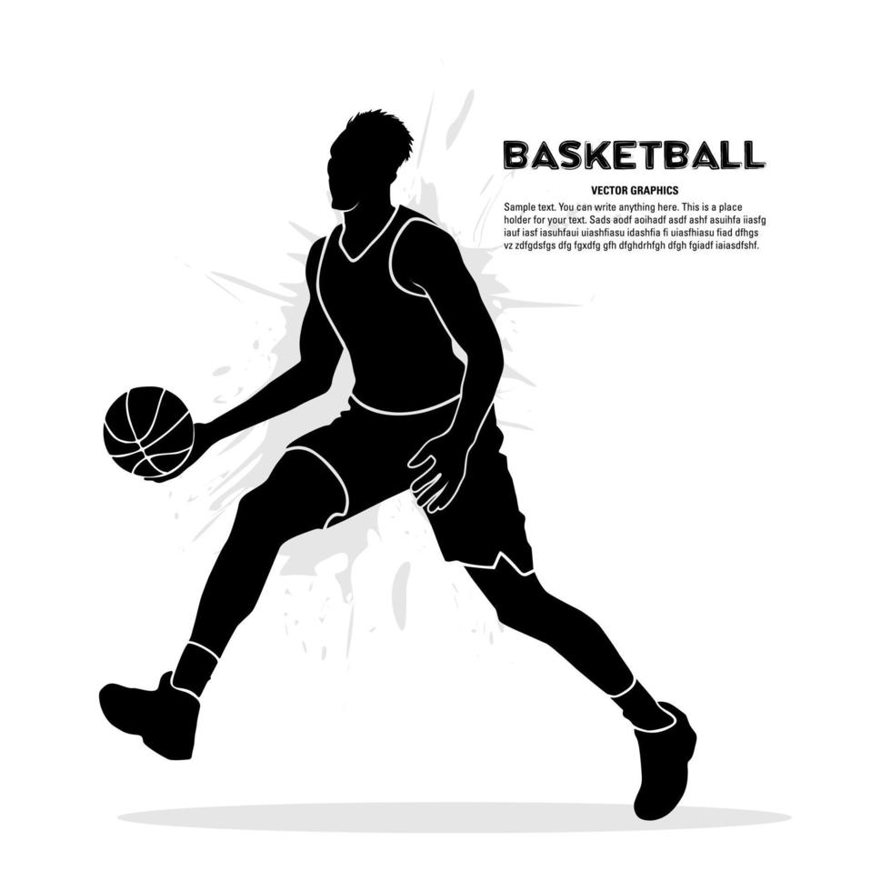 mannetje basketbal speler silhouet Holding bal vector