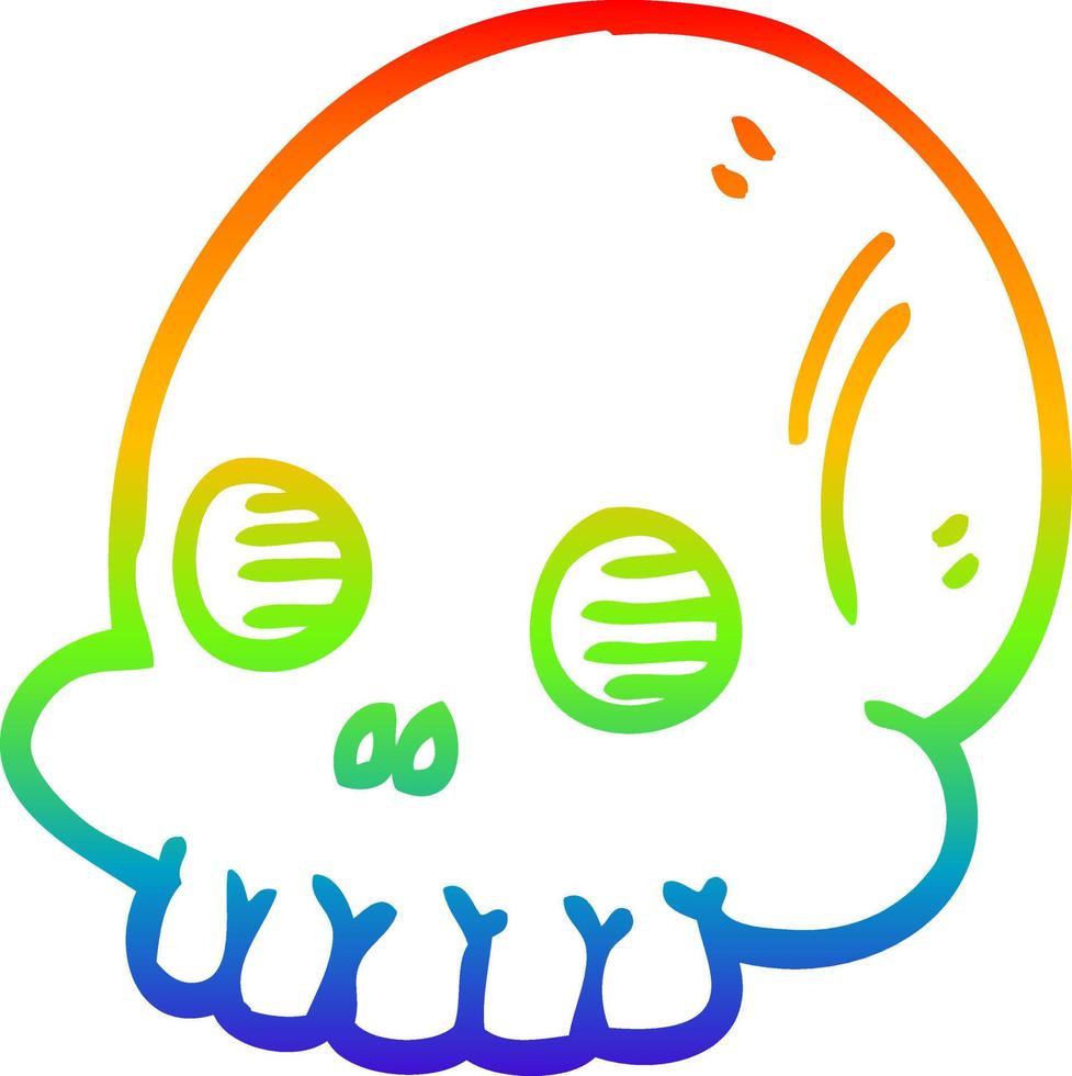 regenbooggradiënt lijntekening cartoon halloween schedel vector