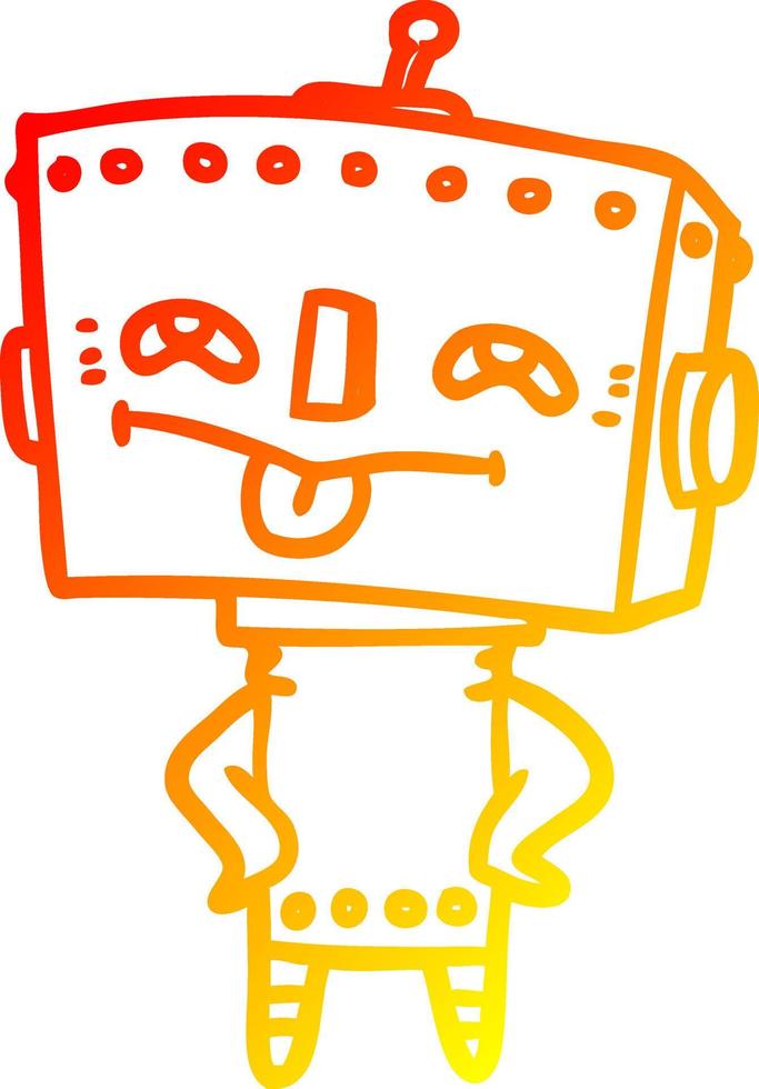 warme gradiënt lijntekening cartoon robot vector