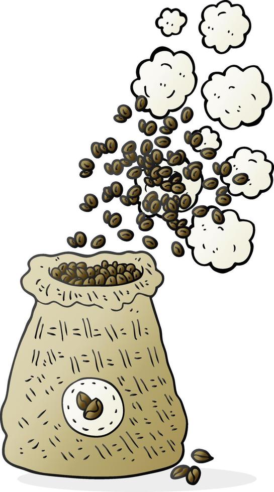 uit de vrije hand getrokken tekenfilm zak van koffie bonen vector