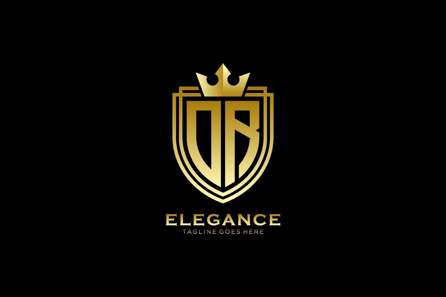 eerste of elegant luxe monogram logo of insigne sjabloon met scrollt en Koninklijk kroon - perfect voor luxueus branding projecten vector