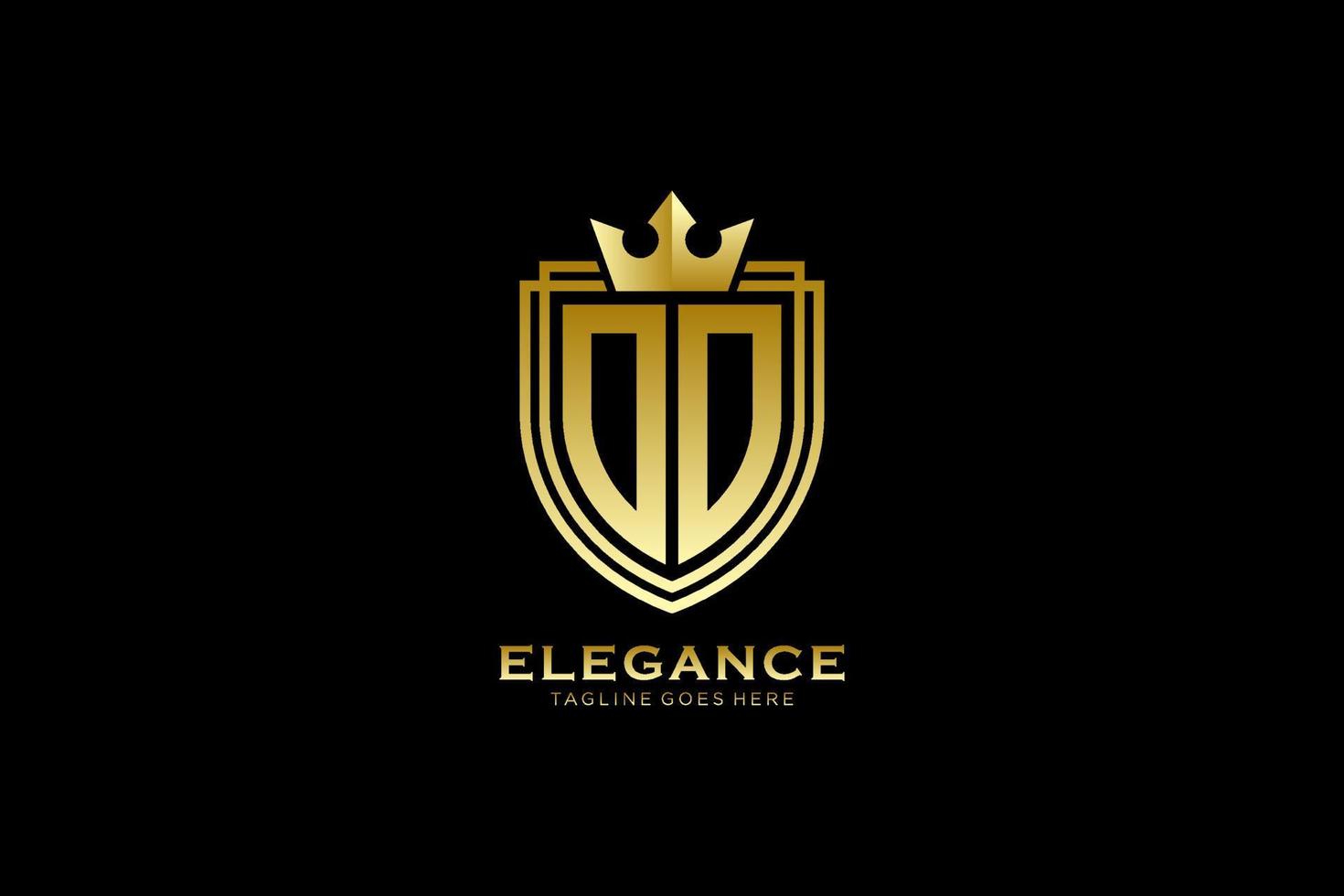 eerste ooo elegant luxe monogram logo of insigne sjabloon met scrollt en Koninklijk kroon - perfect voor luxueus branding projecten vector