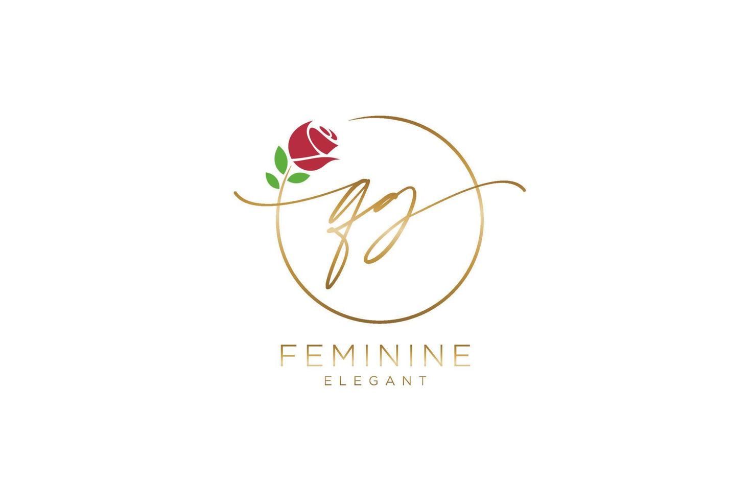 eerste qg vrouwelijk logo schoonheid monogram en elegant logo ontwerp, handschrift logo van eerste handtekening, bruiloft, mode, bloemen en botanisch met creatief sjabloon. vector