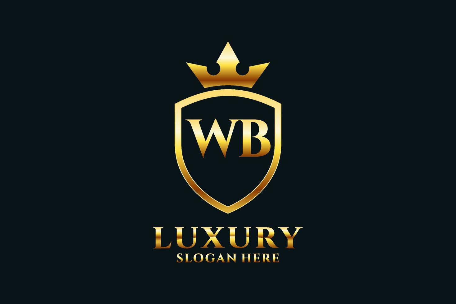 eerste wb elegant luxe monogram logo of insigne sjabloon met scrollt en Koninklijk kroon - perfect voor luxueus branding projecten vector